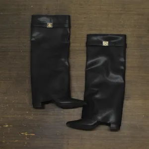 A New Day Womens Tambra Fold Over Tall Boots 90975074 Black 7.5M