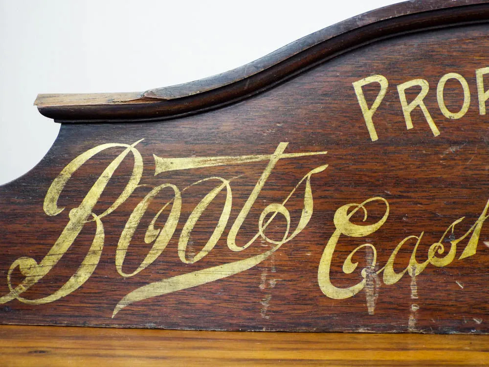 Antique Advertising Boots Cash Chemists Vintage Wood Sign