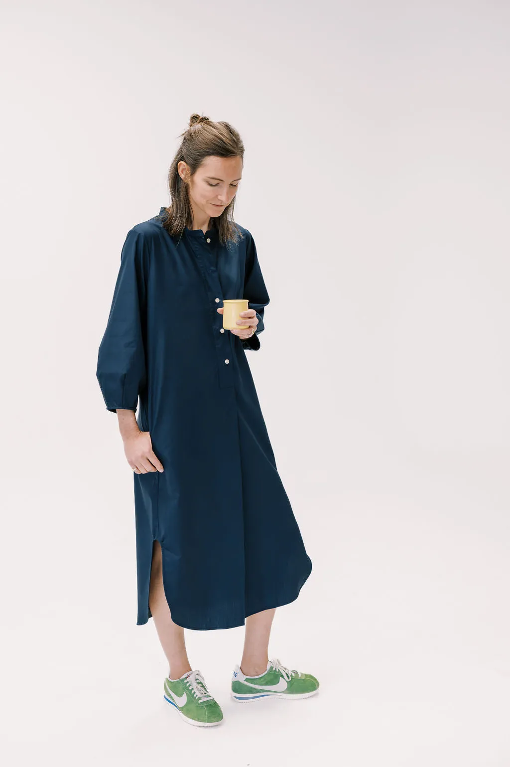Balloon Sleeve Dress in Navy