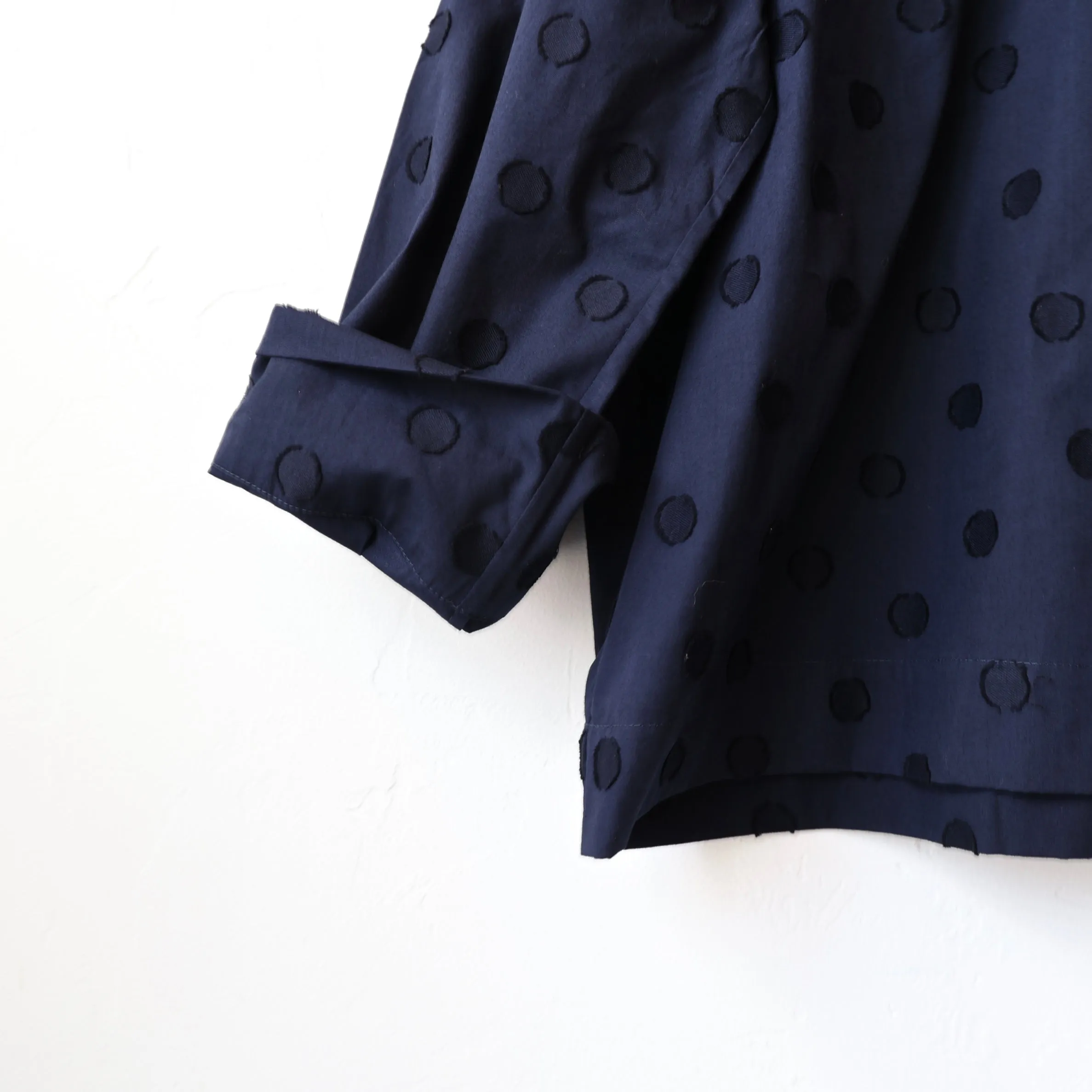 Bon Pointed Collar Shirt - Navy Polkadot