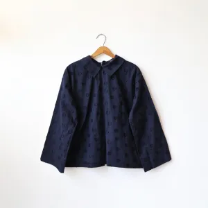 Bon Pointed Collar Shirt - Navy Polkadot