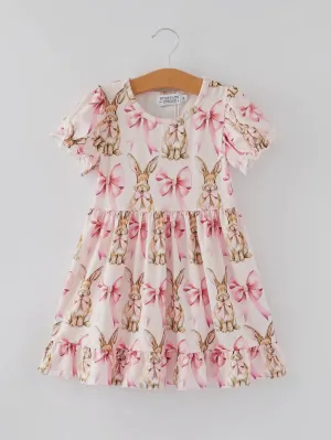 Easter Hare & Bows Dress: Pink