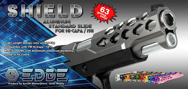 EDGE "SHIELD" Aluminum Standard Slide for Hi-CAPA/1911 (Blue)