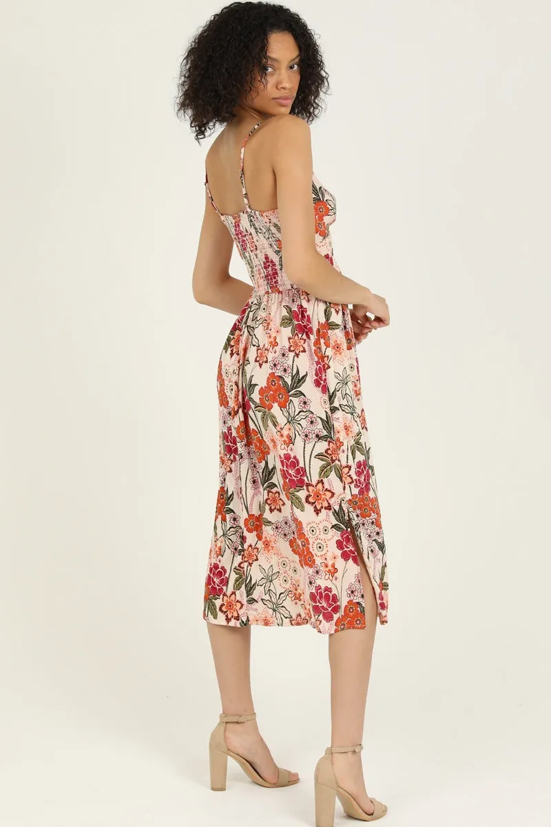 Floral V-neck twisted floral Midi  * on sale