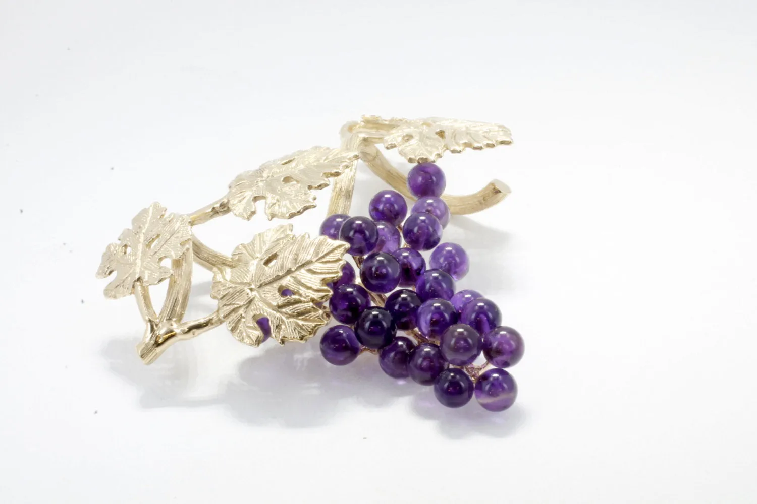 Grape Cluster Slide Necklace with Dark Purple Amethyst Gemstones