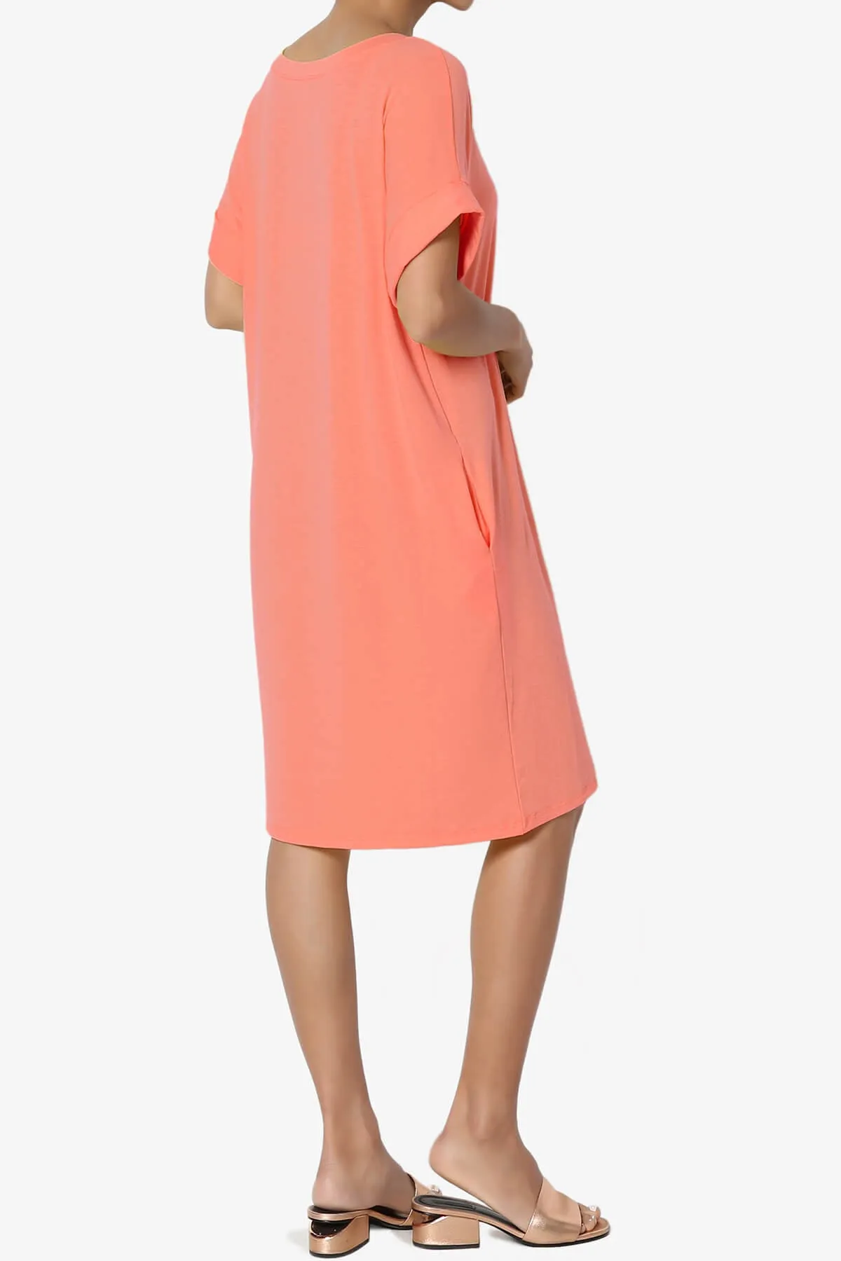Janie Rolled Short Sleeve Round Neck Dress