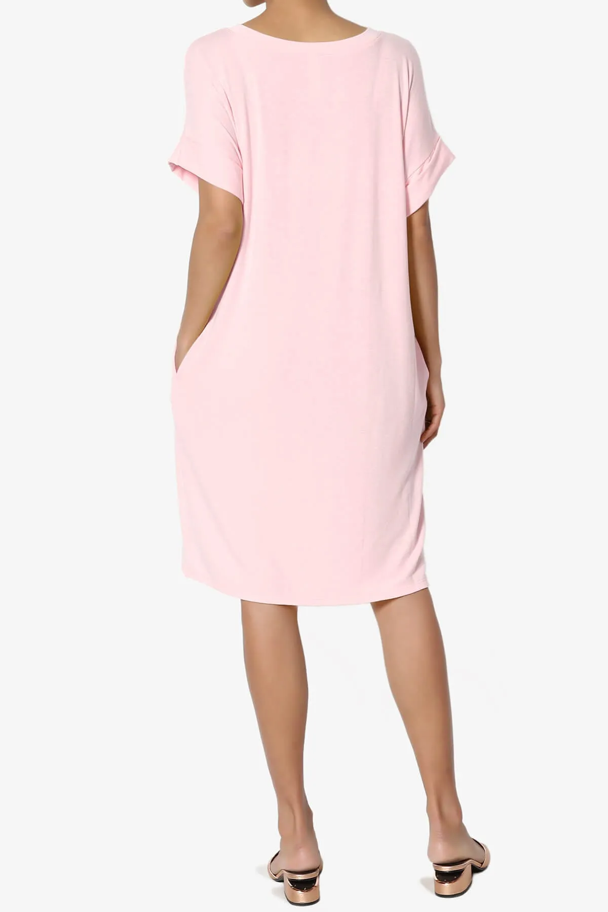 Janie Rolled Short Sleeve Round Neck Dress