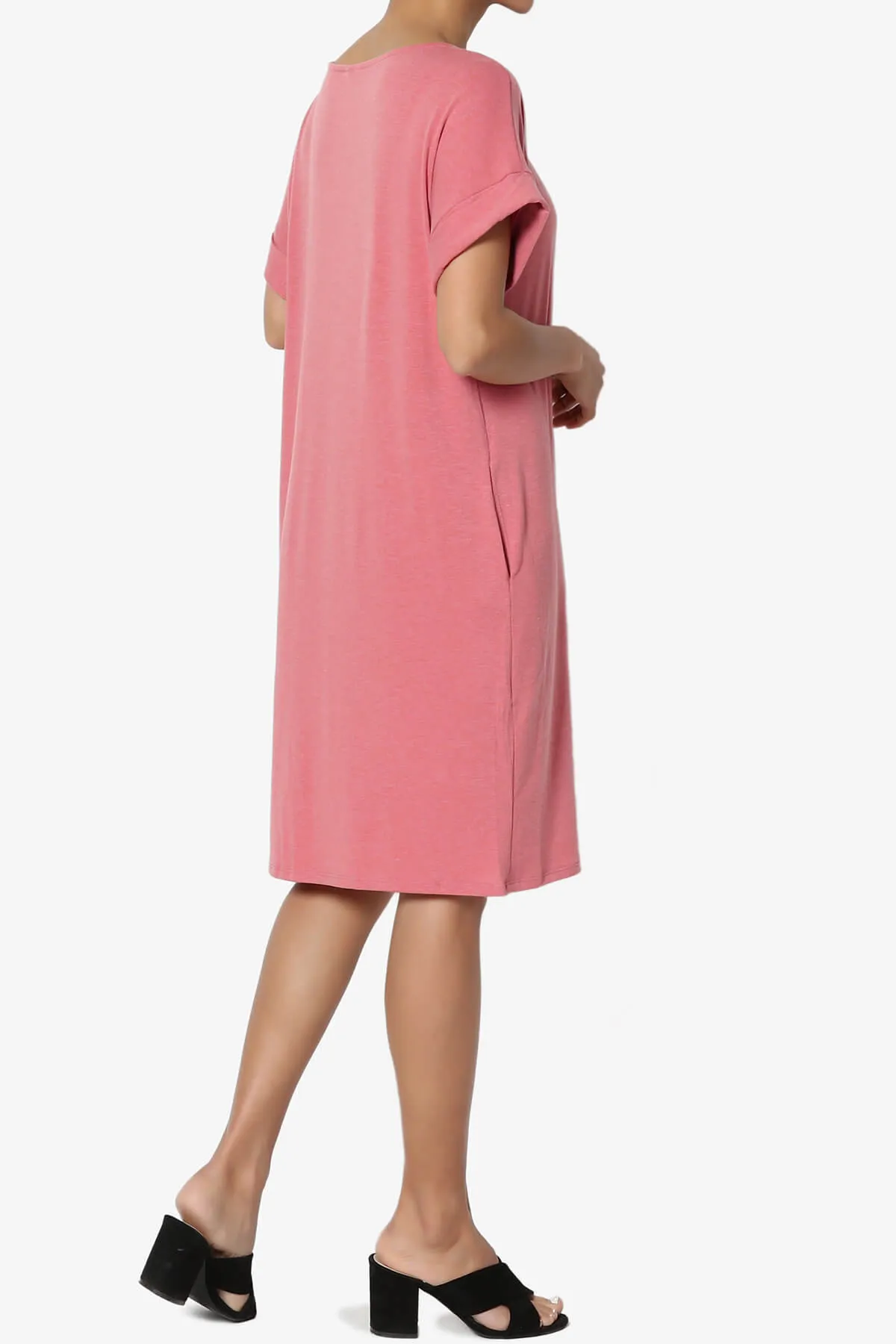 Janie Rolled Short Sleeve Round Neck Dress