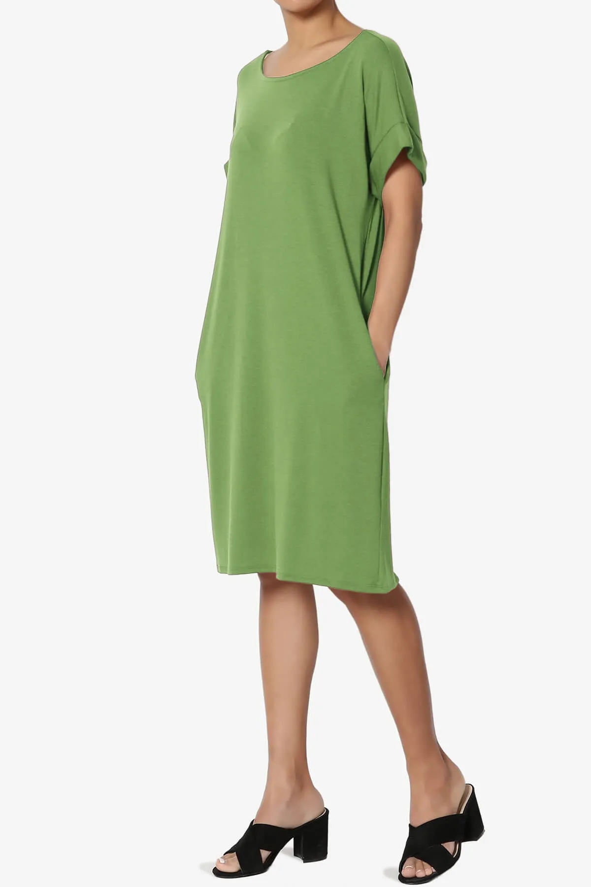 Janie Rolled Short Sleeve Round Neck Dress