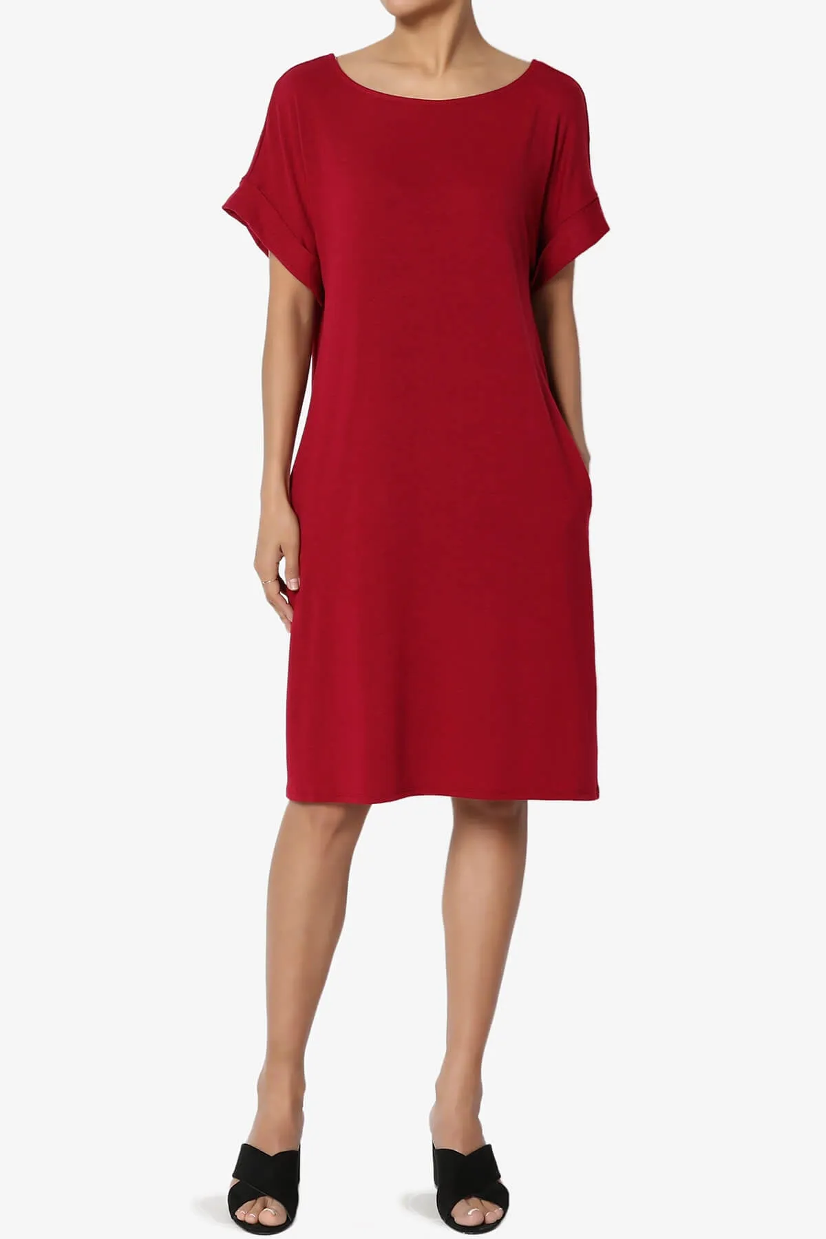 Janie Rolled Short Sleeve Round Neck Dress