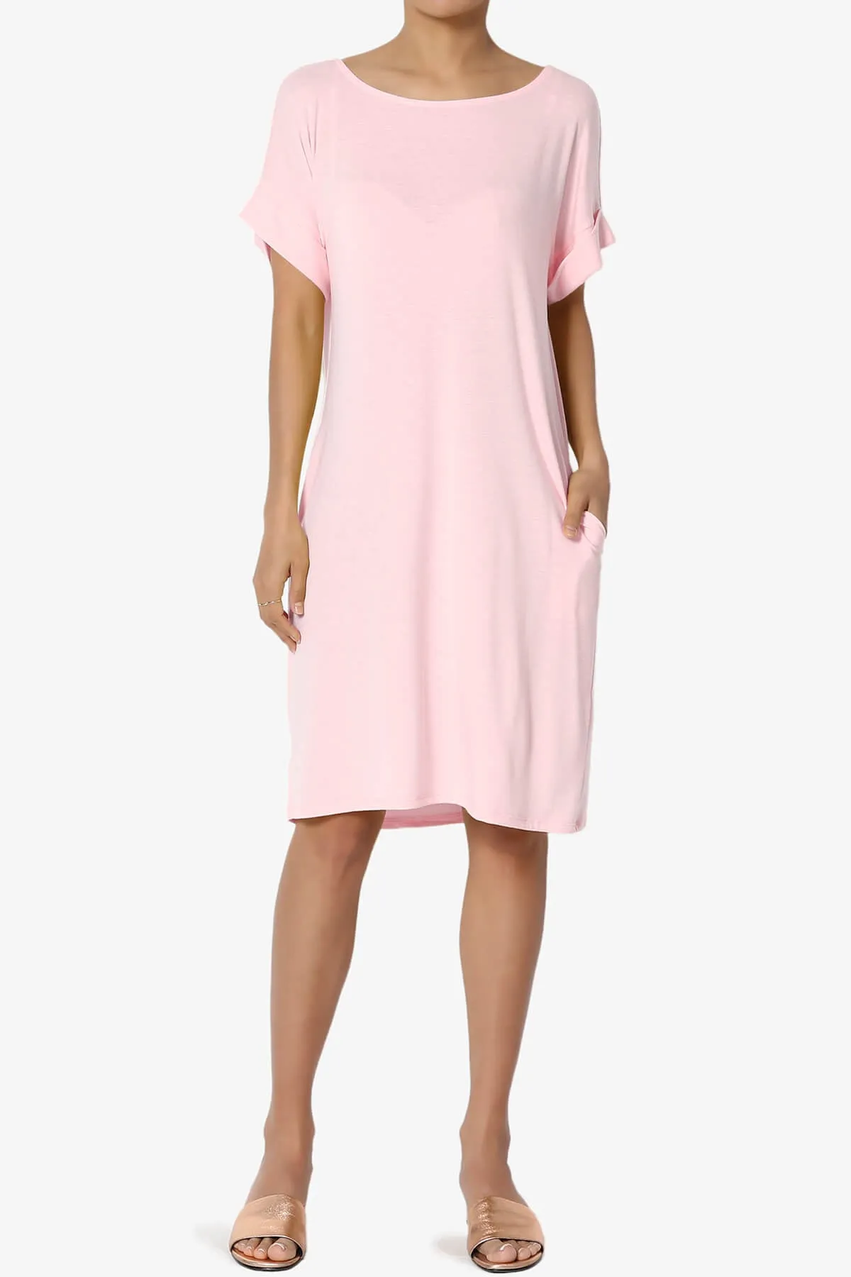 Janie Rolled Short Sleeve Round Neck Dress