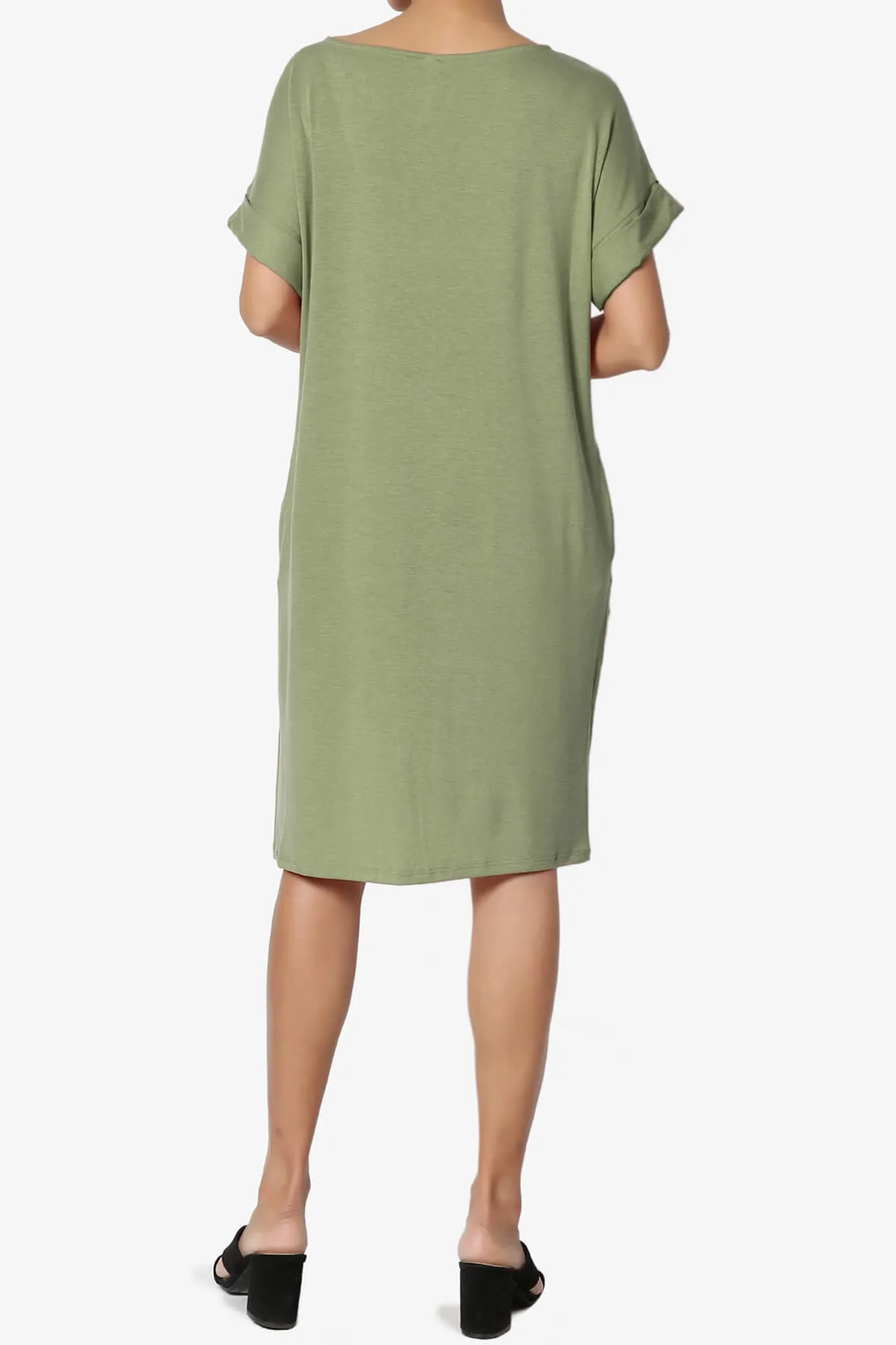Janie Rolled Short Sleeve Round Neck Dress