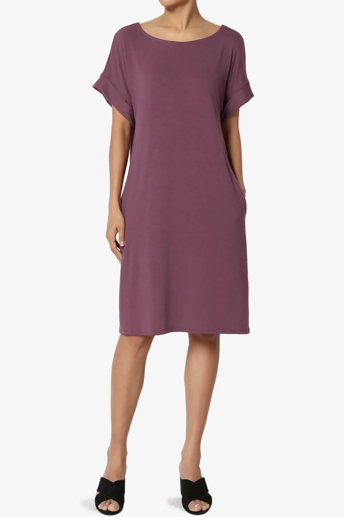 Janie Rolled Short Sleeve Round Neck Dress