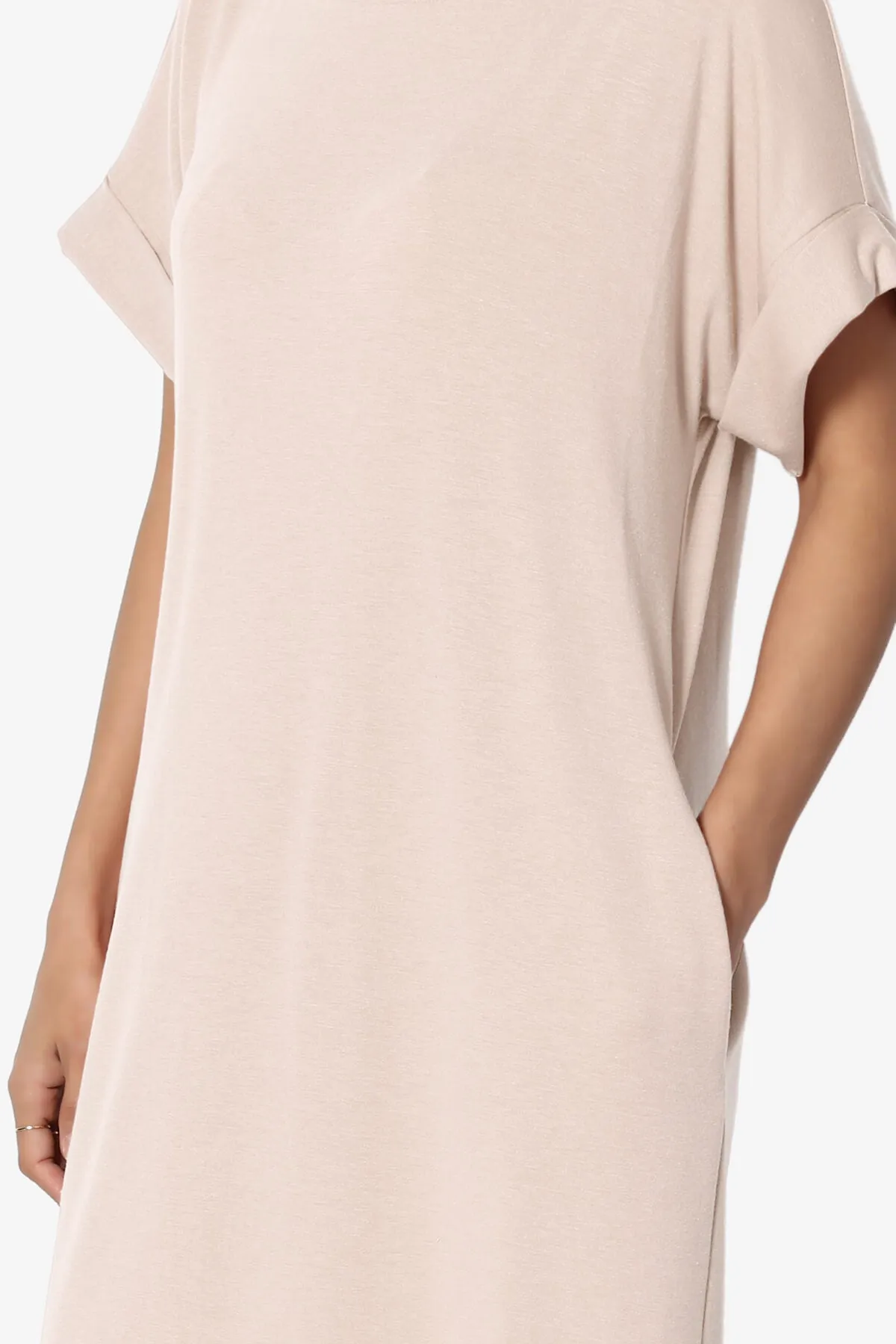 Janie Rolled Short Sleeve Round Neck Dress
