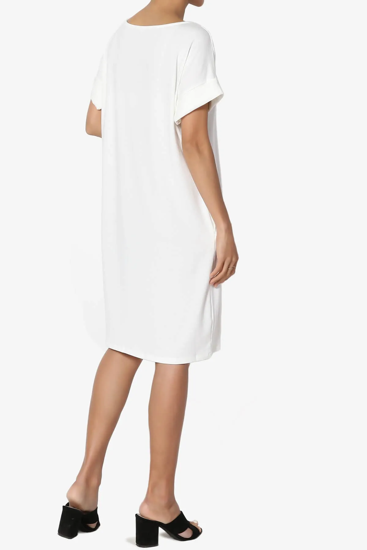 Janie Rolled Short Sleeve Round Neck Dress