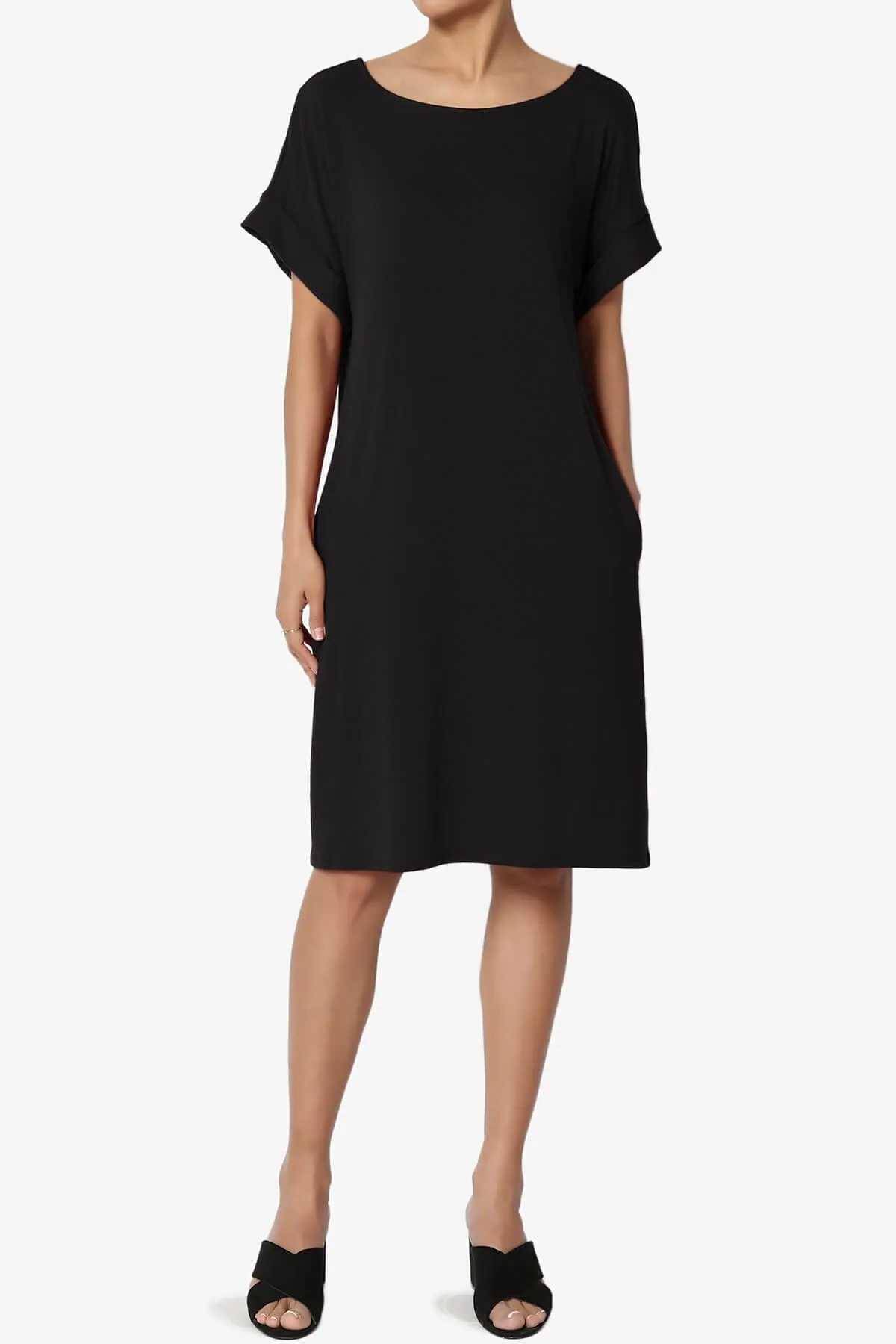 Janie Rolled Short Sleeve Round Neck Dress
