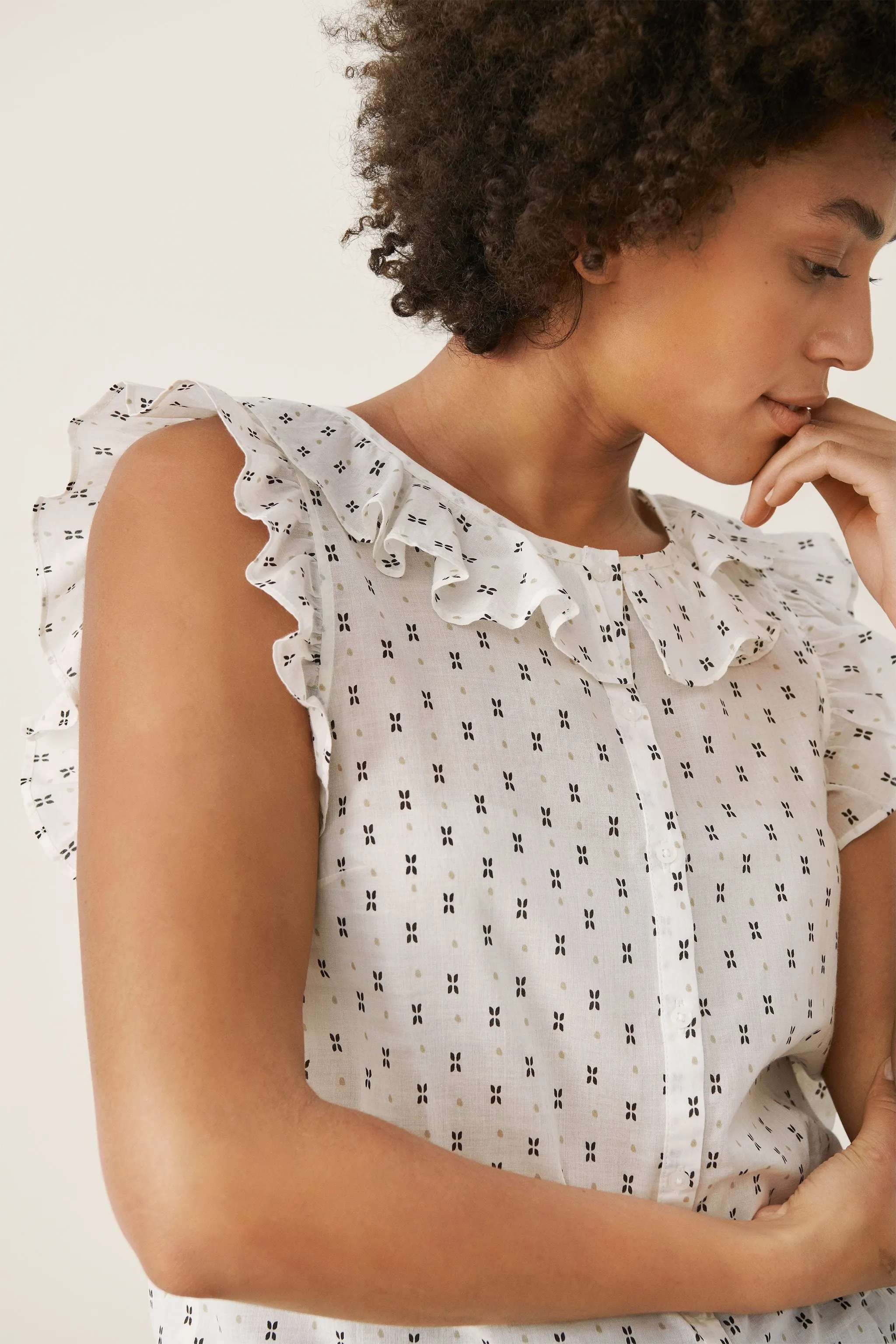 Part Two Ines Sleeveless Blouse (Natural Graphic Print)