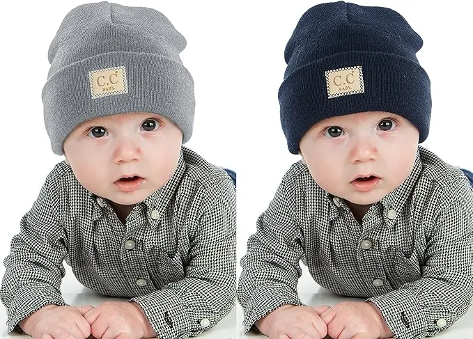 Suede Patch Baby Beanie by Funky Junque